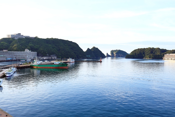 朝の勝浦湾