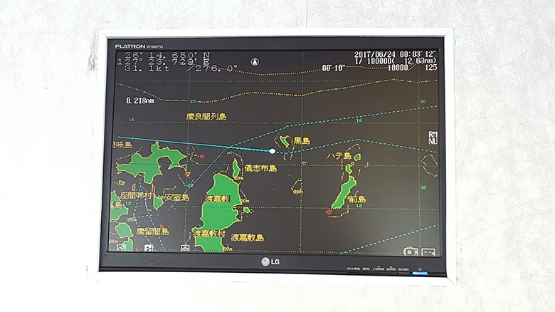高速船内の地図
