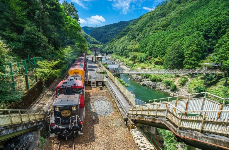 保津川渓谷とトロッコ列車