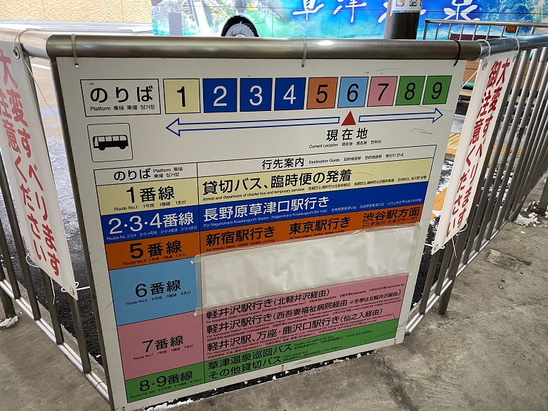 帰りの高速バス乗り場は5番線発