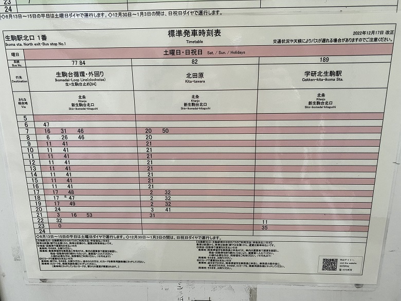 生駒駅北口発の奈良交通バス