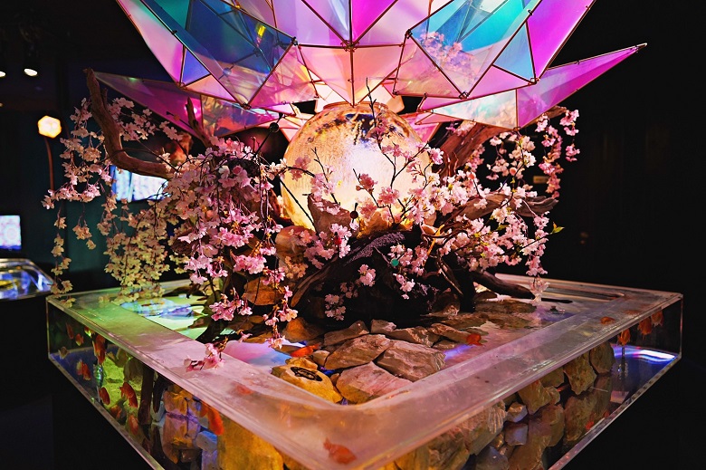 春の特別展示で桜を使ったアート作品