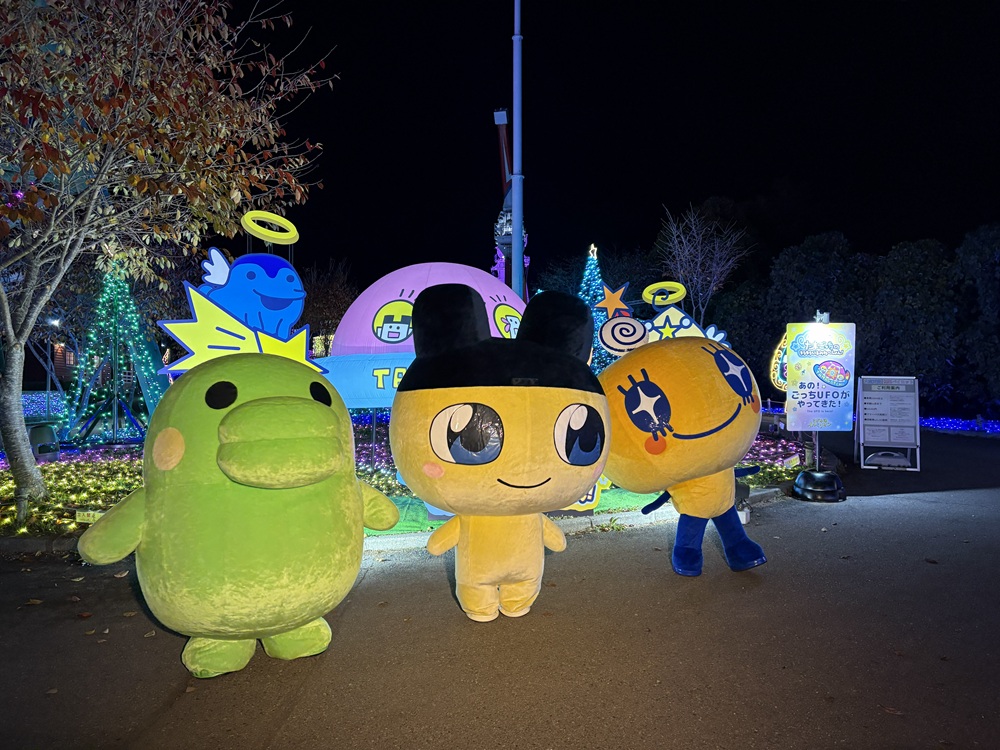 たまごっちのキャラクターたちがお出迎え